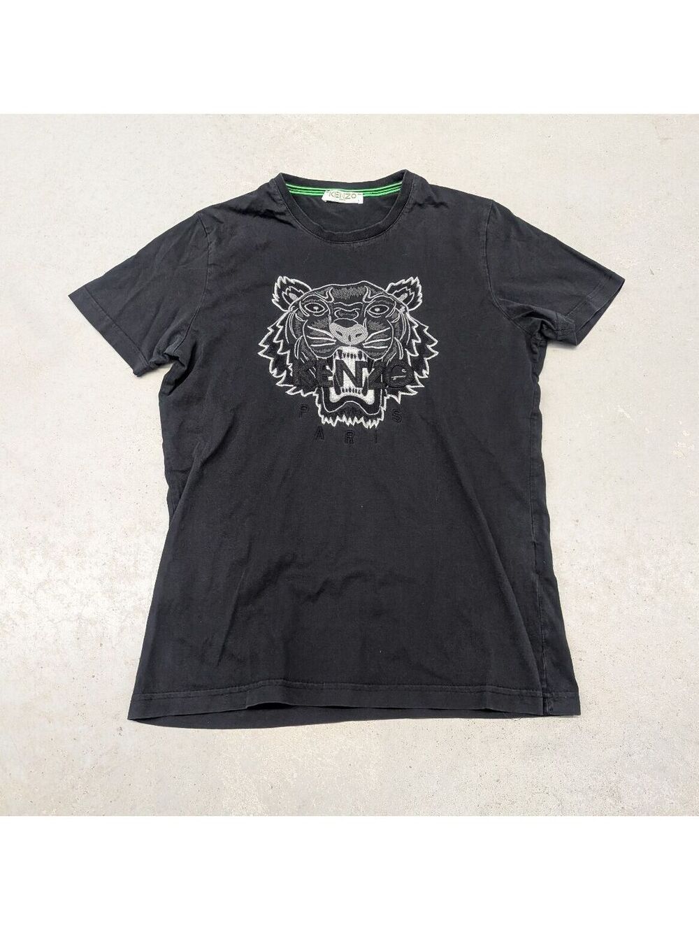 Kenzo Paris Black and White Embroidered Tiger T-shirt